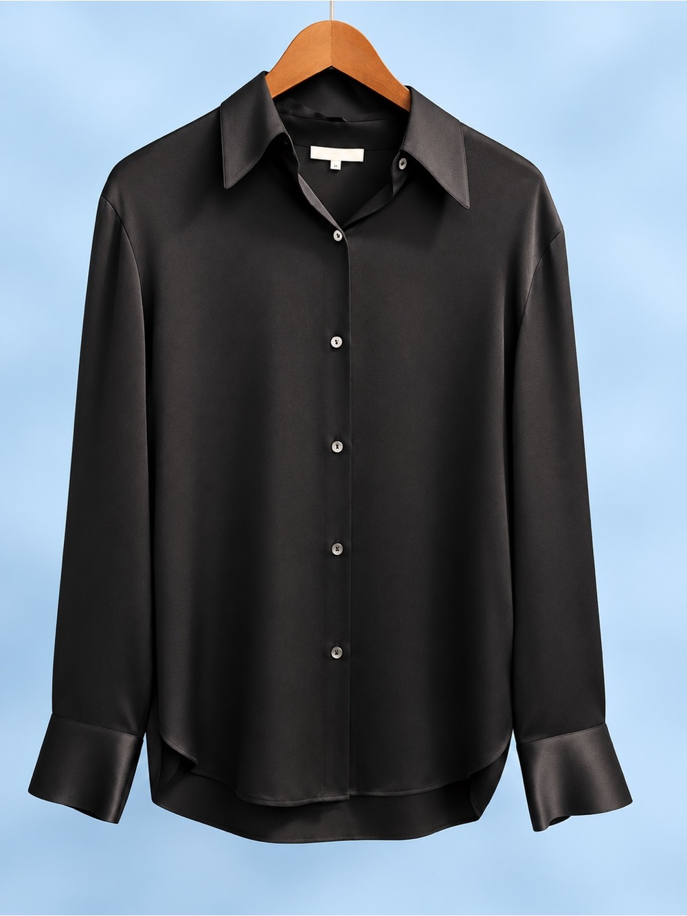 VINCE Black Silk Shirt Top Button Down - $365 retail - Perfect Condition - sz M